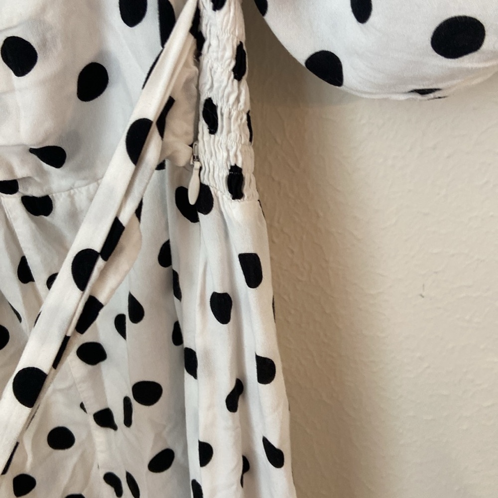 Faithfull the Brand Charlize Midi Dress Polka Dot Black White - Picture 5 of 6